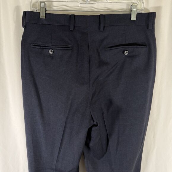 Jos A Bank Wool Blend Pants Men 33 Blue Flat Front brrr Comfort Office Dry Clean - Picture 10 of 11